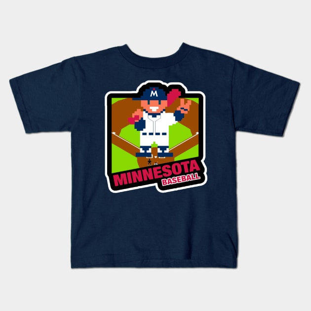 Twins Retro 8-Bit RBI Baseball Kids T-Shirt by TalkinTwins